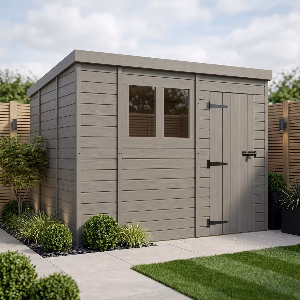 10x9 Pent Composite Shed (Single Door, With Windows)
