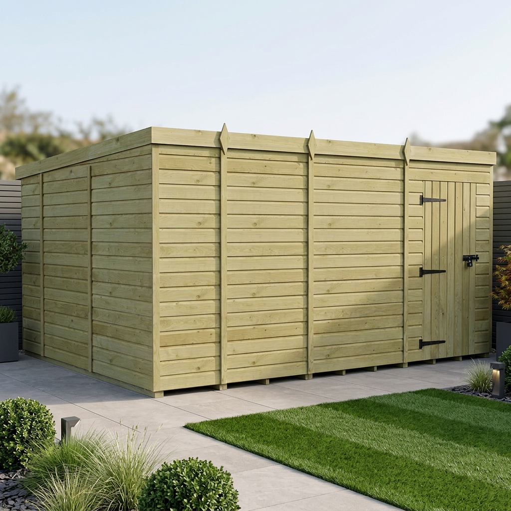 13 x 10 Pent Shed (Single Door, No Windows)