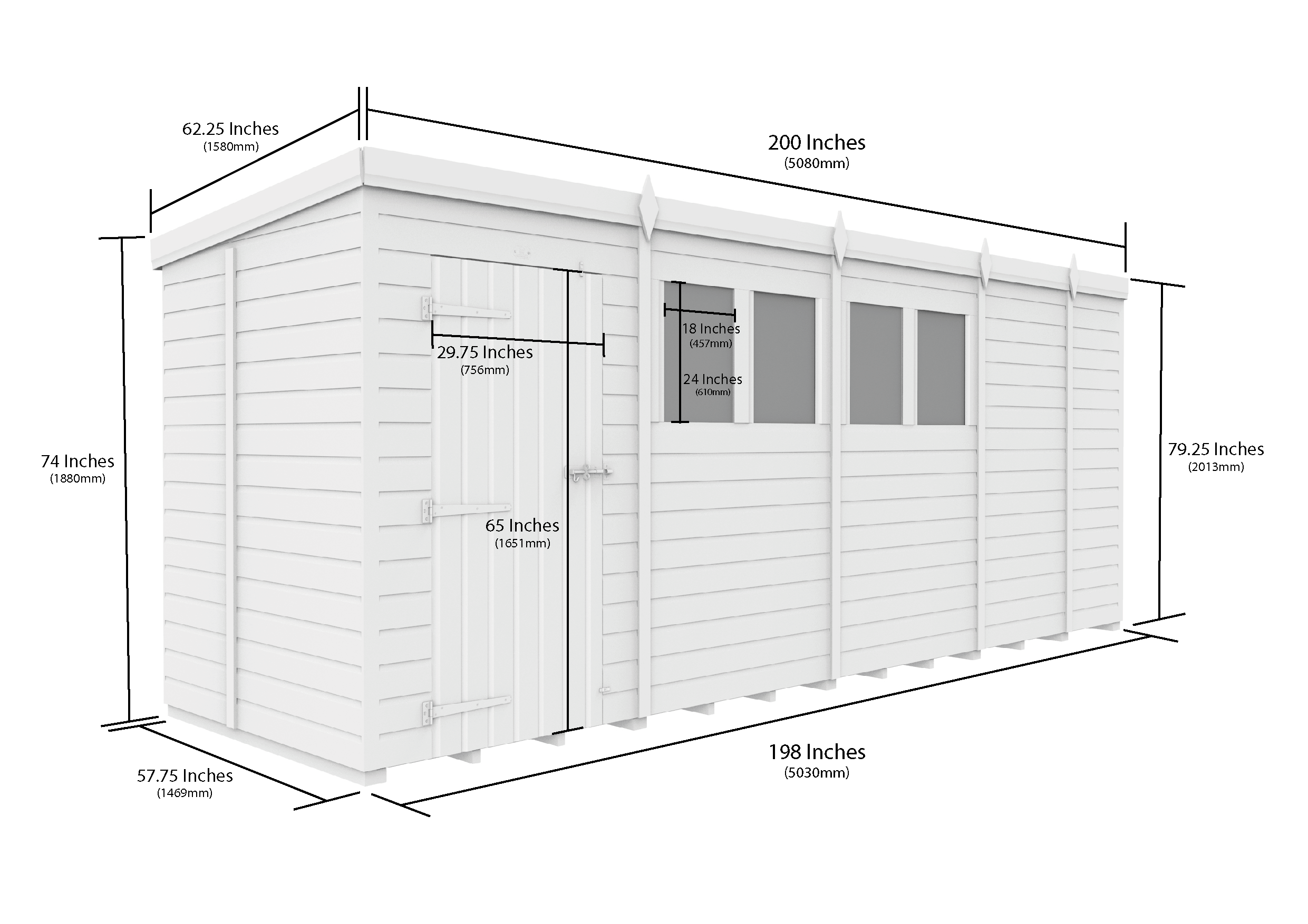 17x5 Pent Composite Shed (Single Door, No Windows)