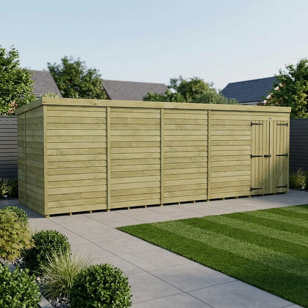 19 x 6 Pent Shed (Double Door, No Windows)