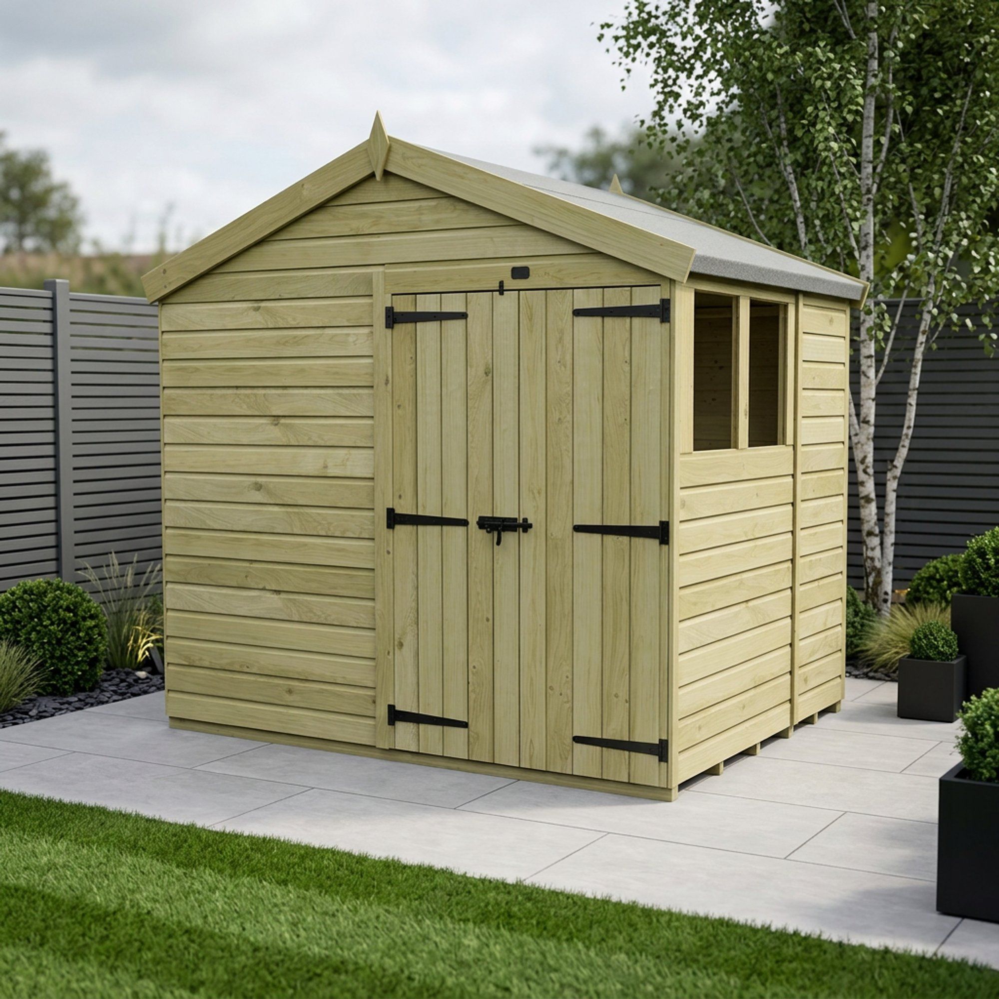 6 x 8 Apex Shed (Double Door, With Windows)