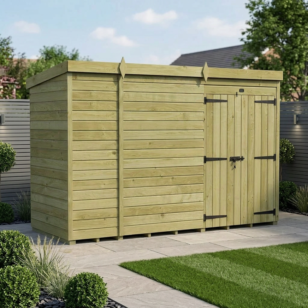 11 x 4 Pent Shed (Double Door, No Windows)