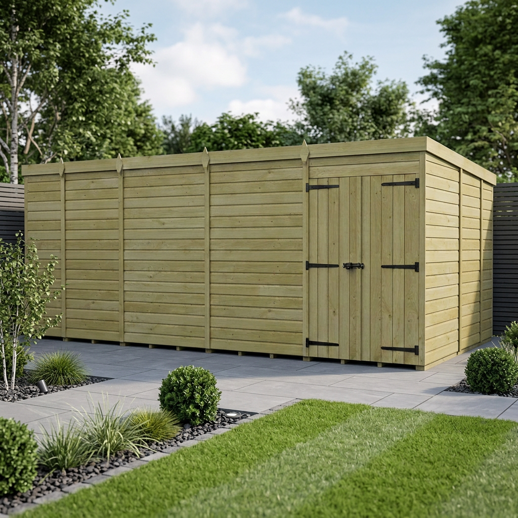 17 x 9 Pent Shed (Double Door, No Windows)