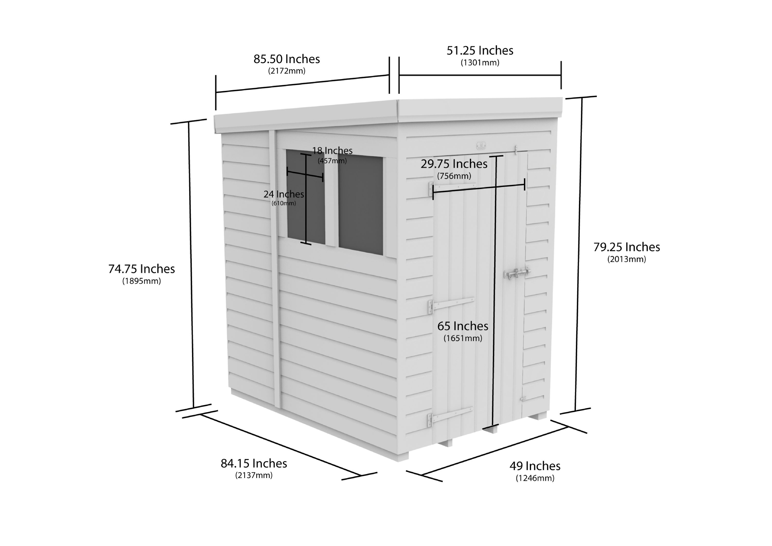 4 x 7 Security Pent Shed