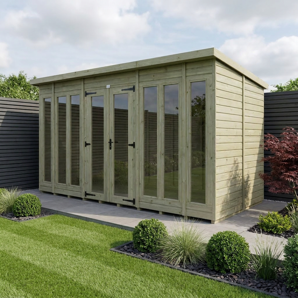 16 x 5 Pent Summer House (Full Height Window)