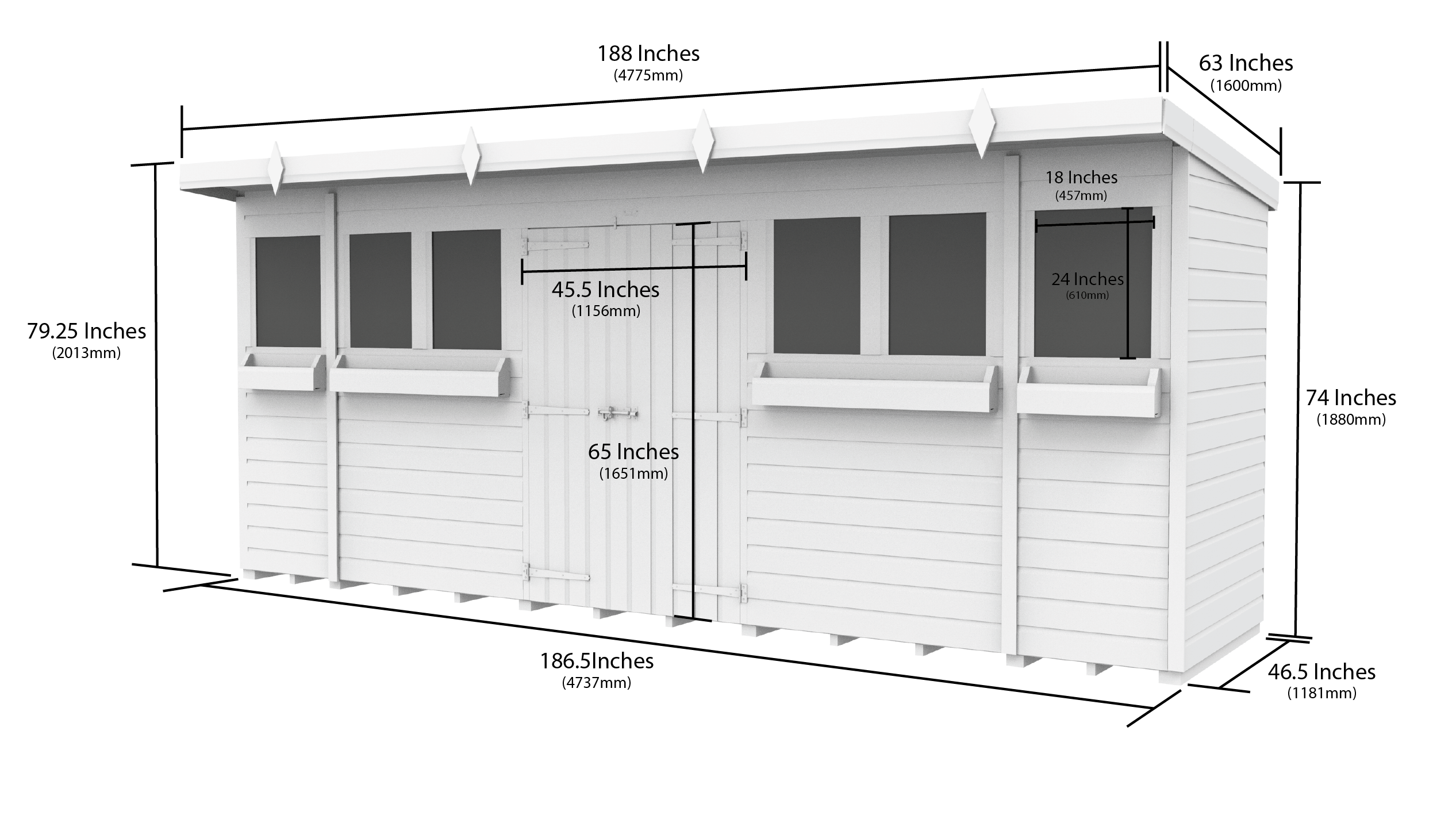 16 x 4 Pent Summer Shed
