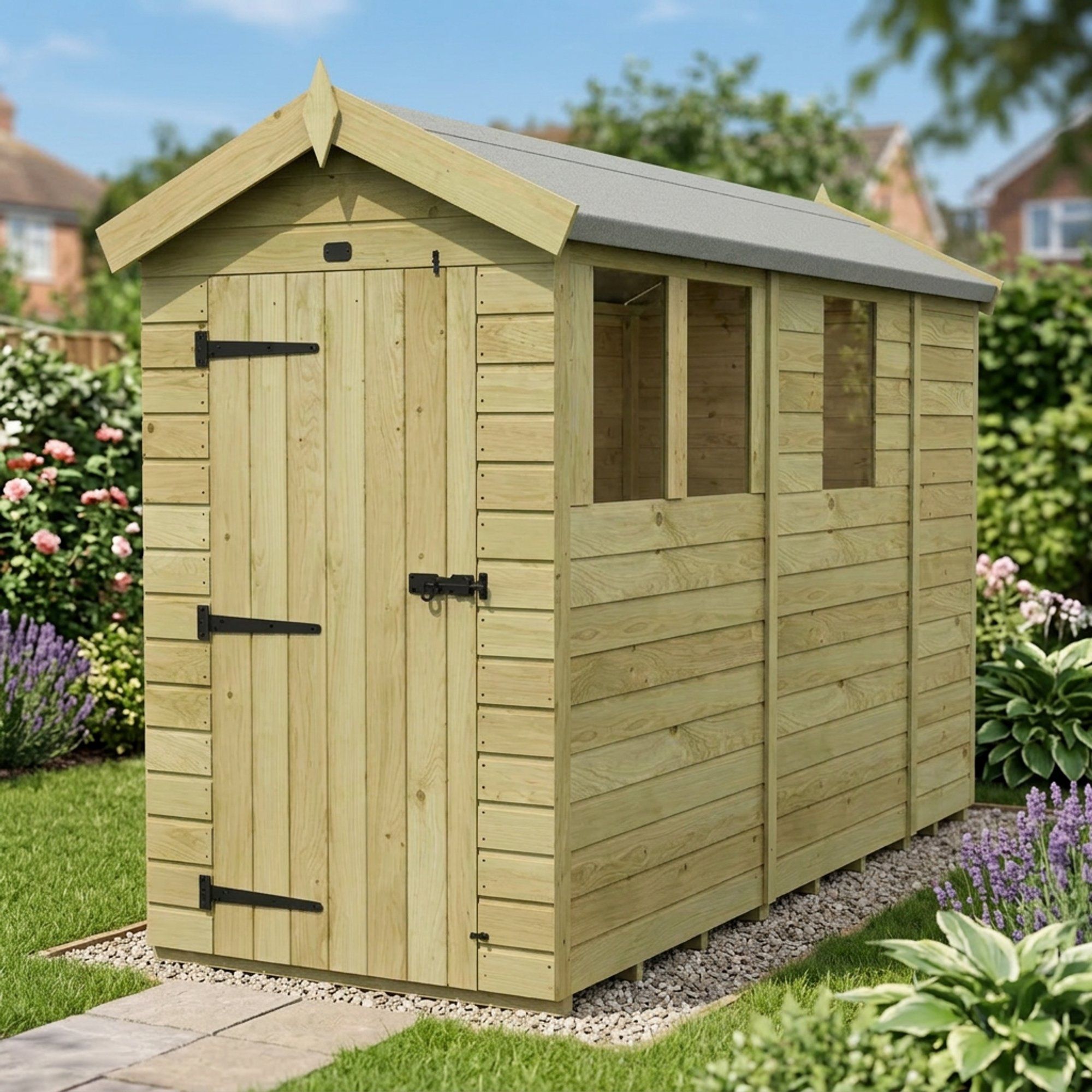 4 x 9 Apex Shed (Single Door, With Windows)