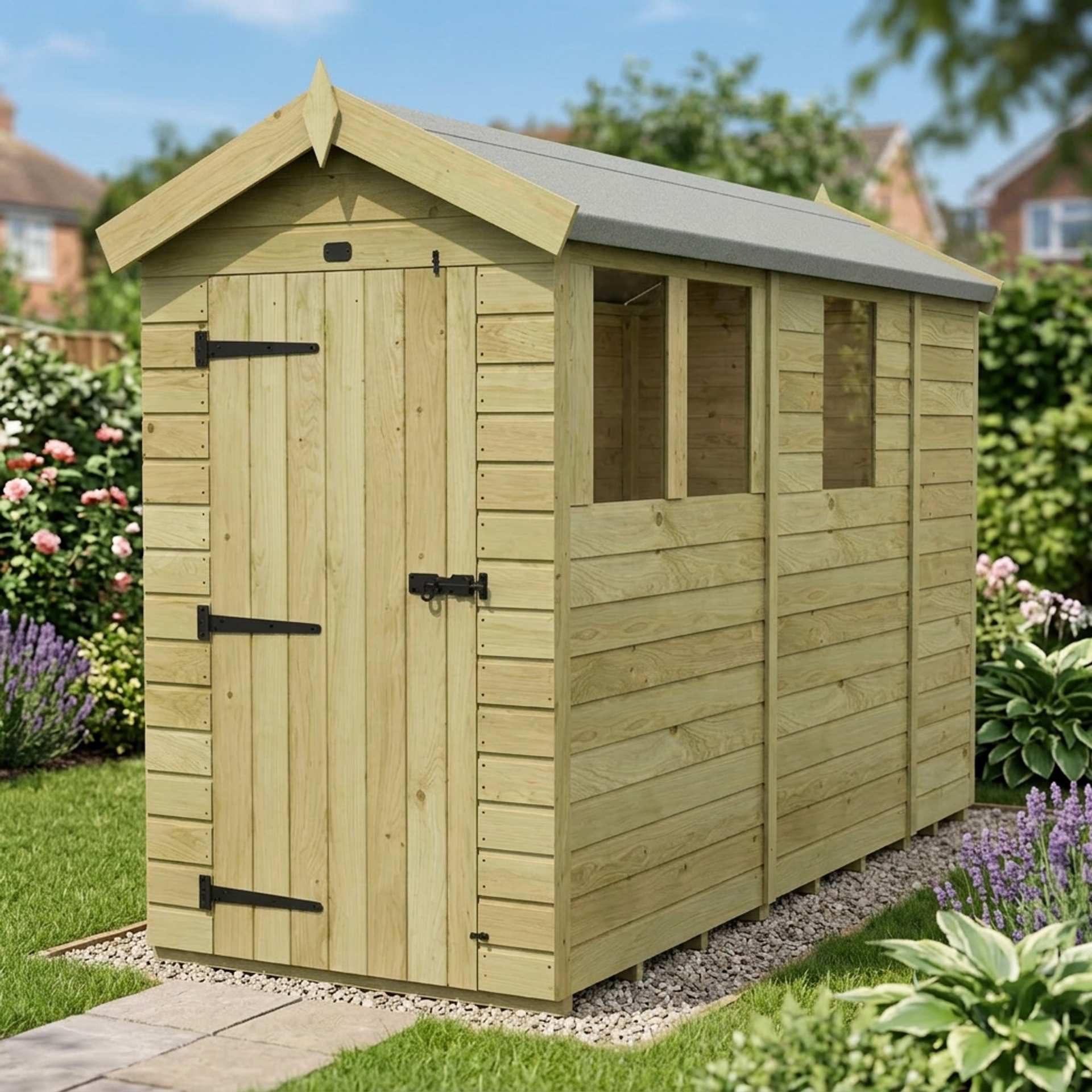 4 x 9 Apex Shed (Single Door, With Windows)