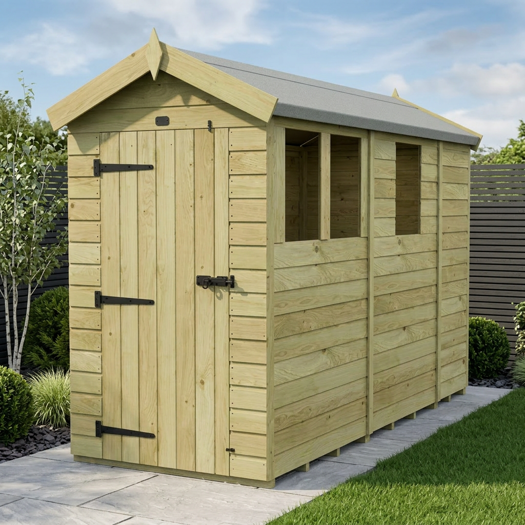 4 x 9 Apex Shed (Single Door, With Windows)