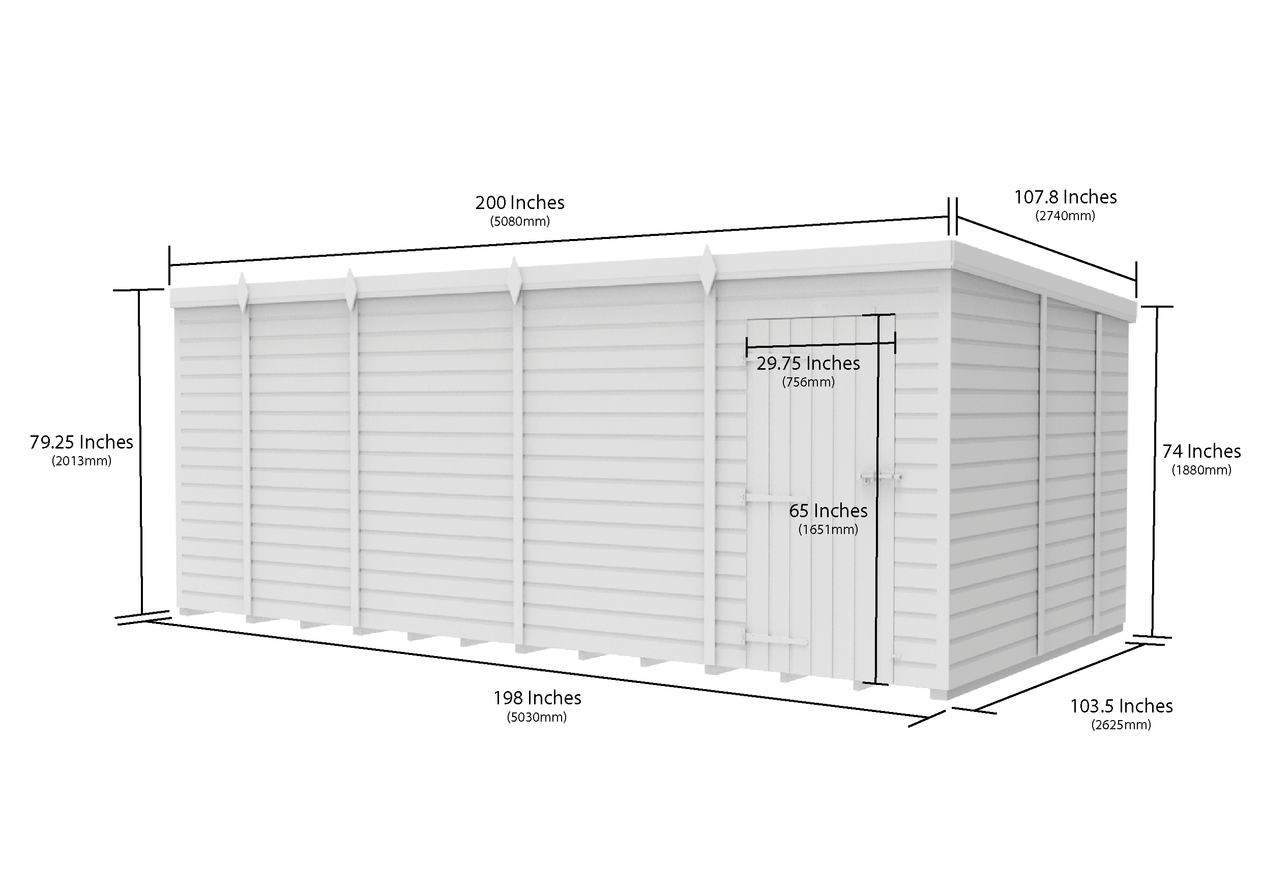 17 x 9 Pent Shed (Single Door, No Windows)