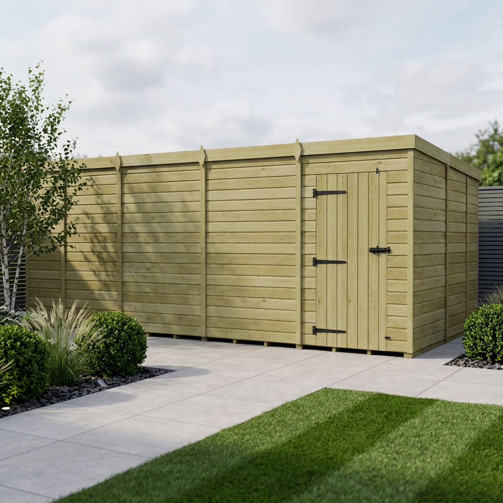 17 x 9 Pent Shed (Single Door, No Windows)