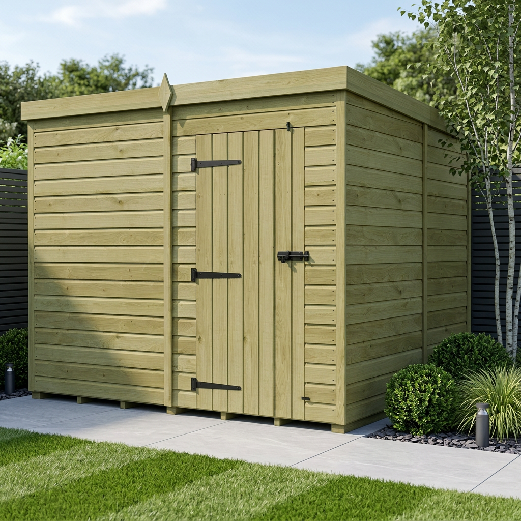 8 x 9 Pent Shed (Single Door, No Windows)