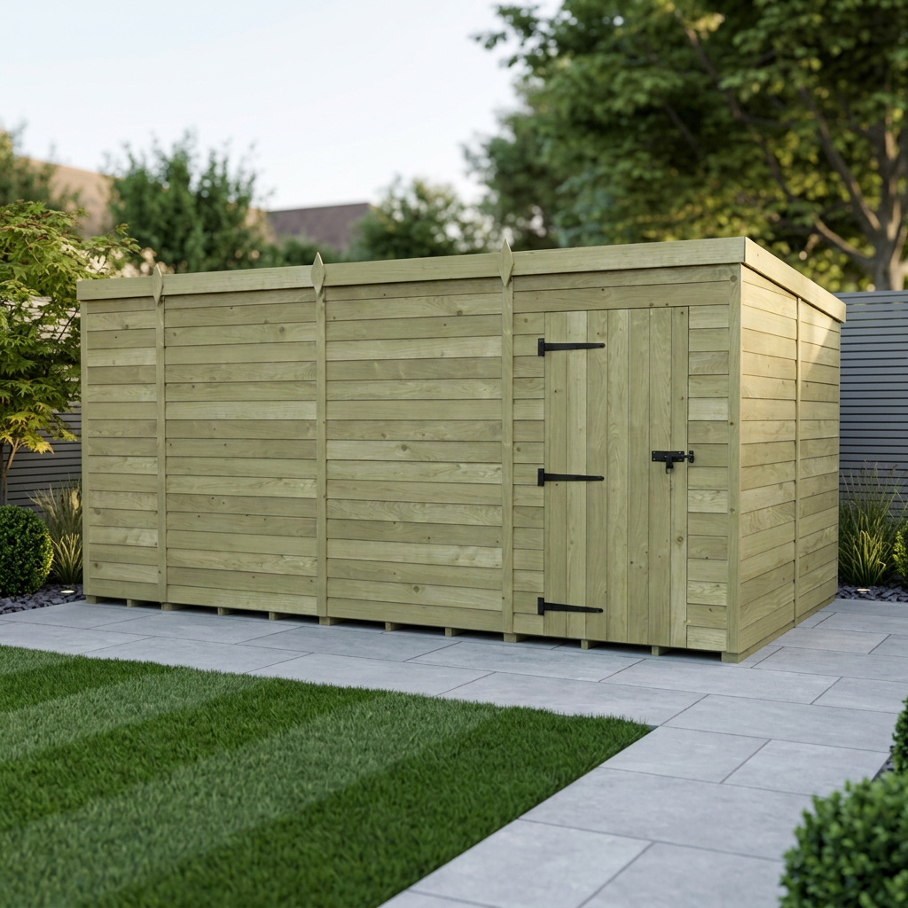 13 x 8 Pent Shed (Single Door, No Windows)