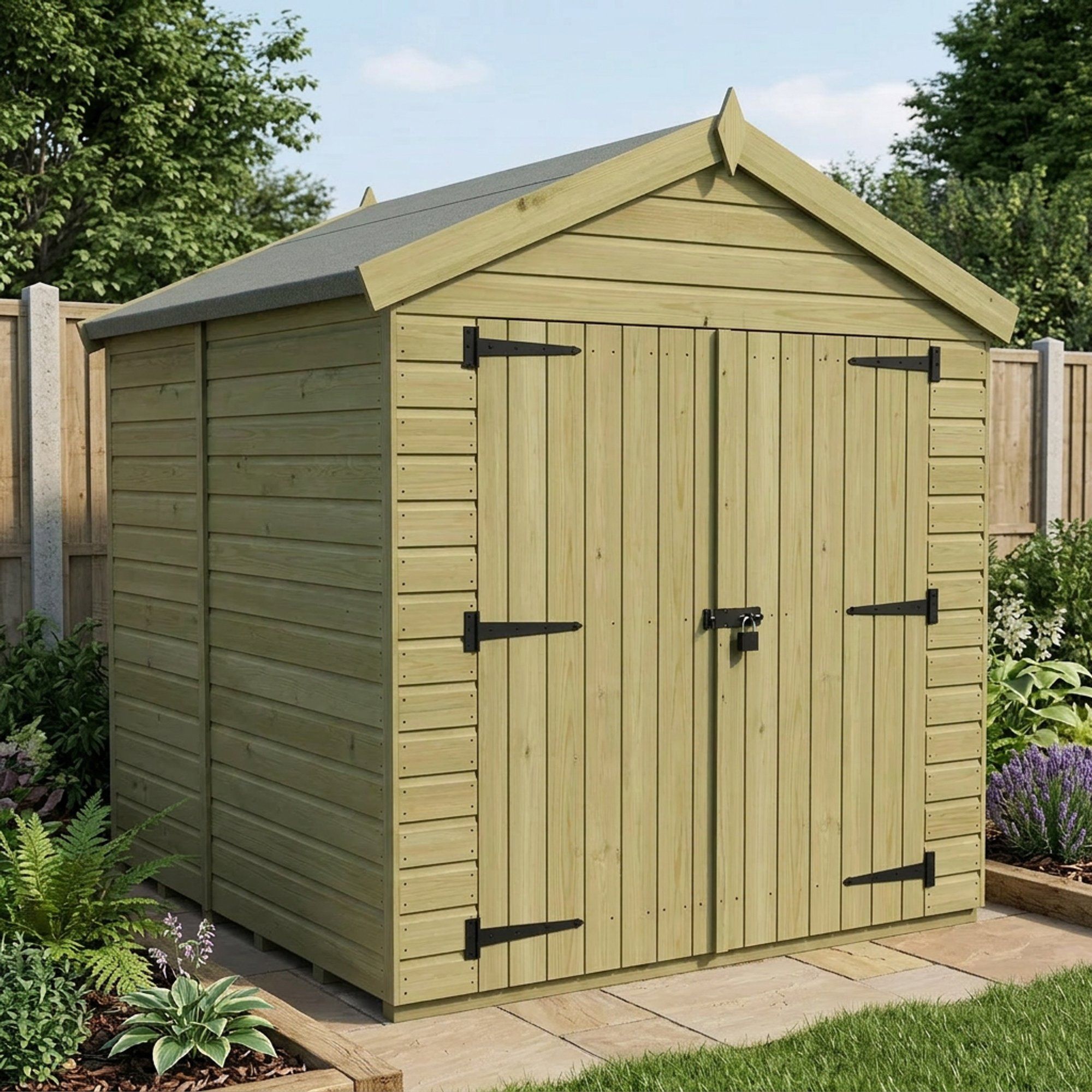 8 x 6 Apex Shed (Double Door, No Windows)