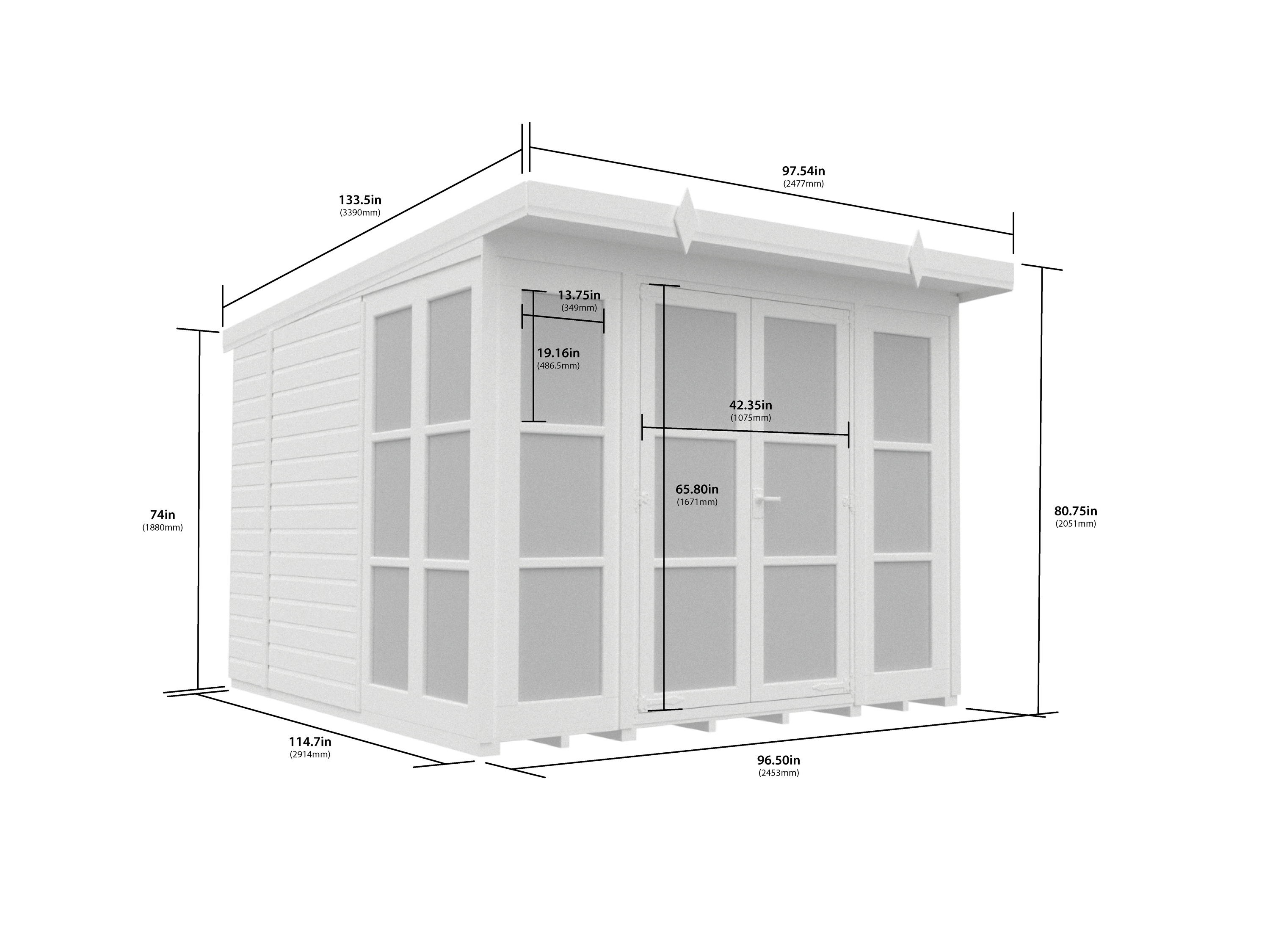 8 x 10 Georgian Window Pent Summer House