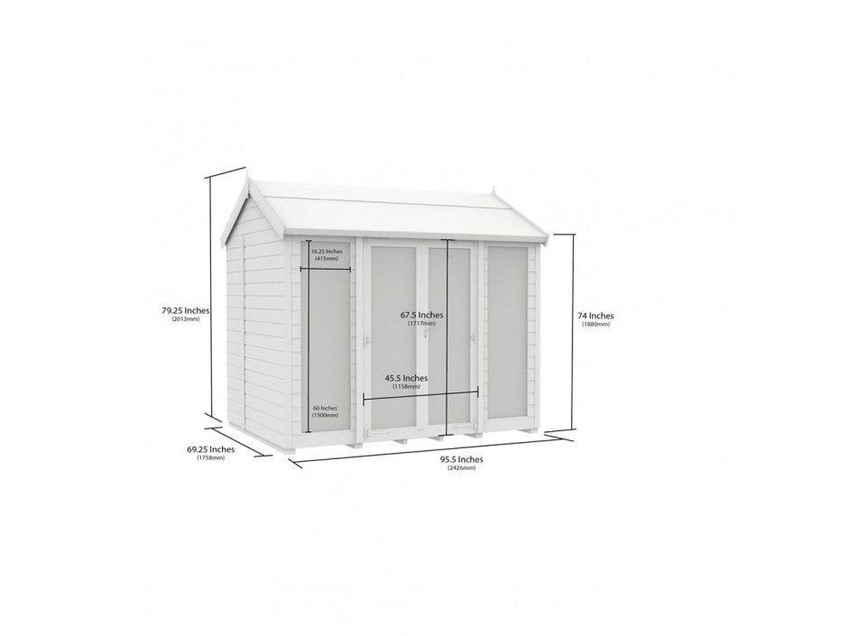8 x 6 Apex Summer House (Full Height Window)