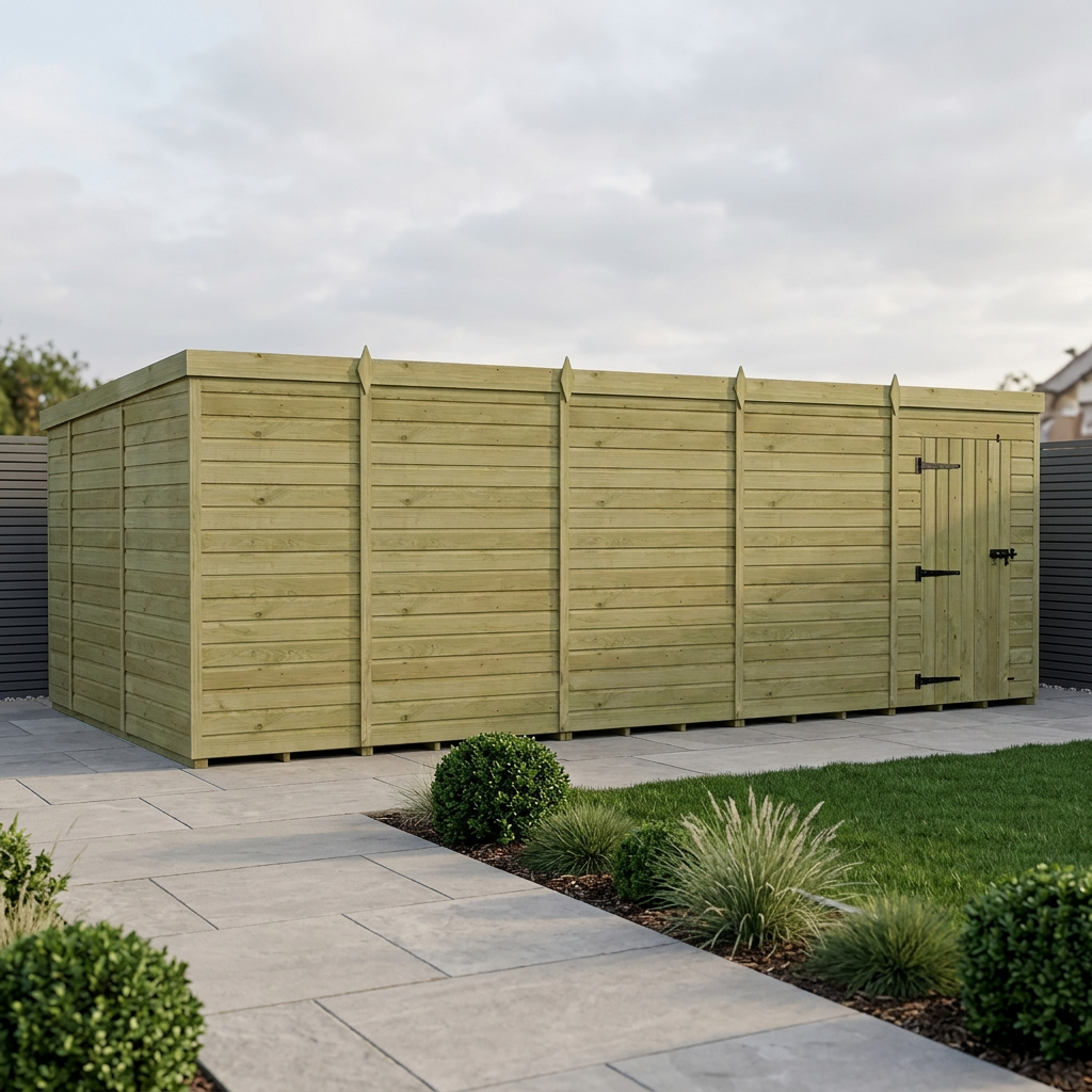 19 x 10 Pent Shed (Single Door, No Windows)
