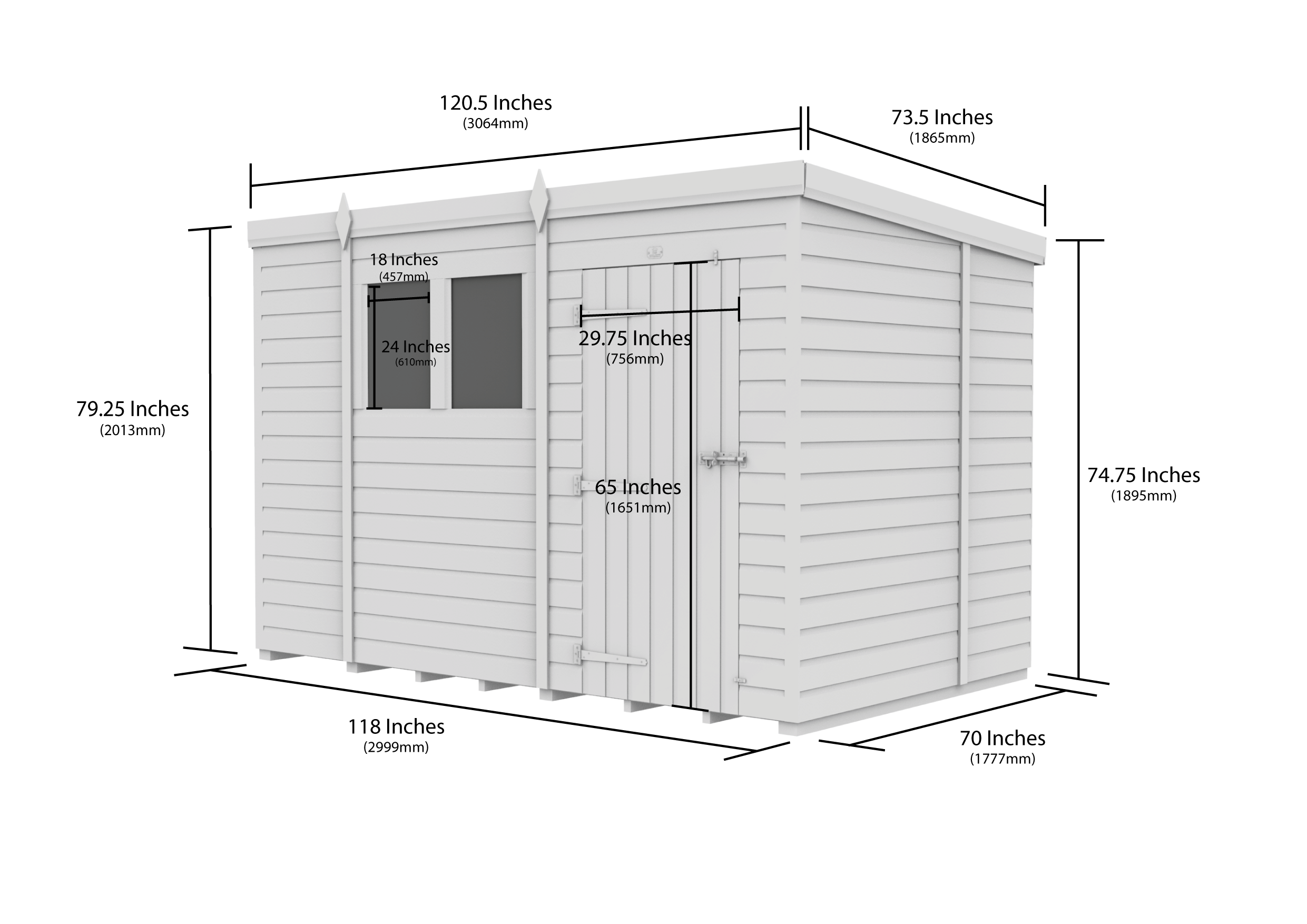 10x6 Pent Composite Shed (Single Door, No Windows)