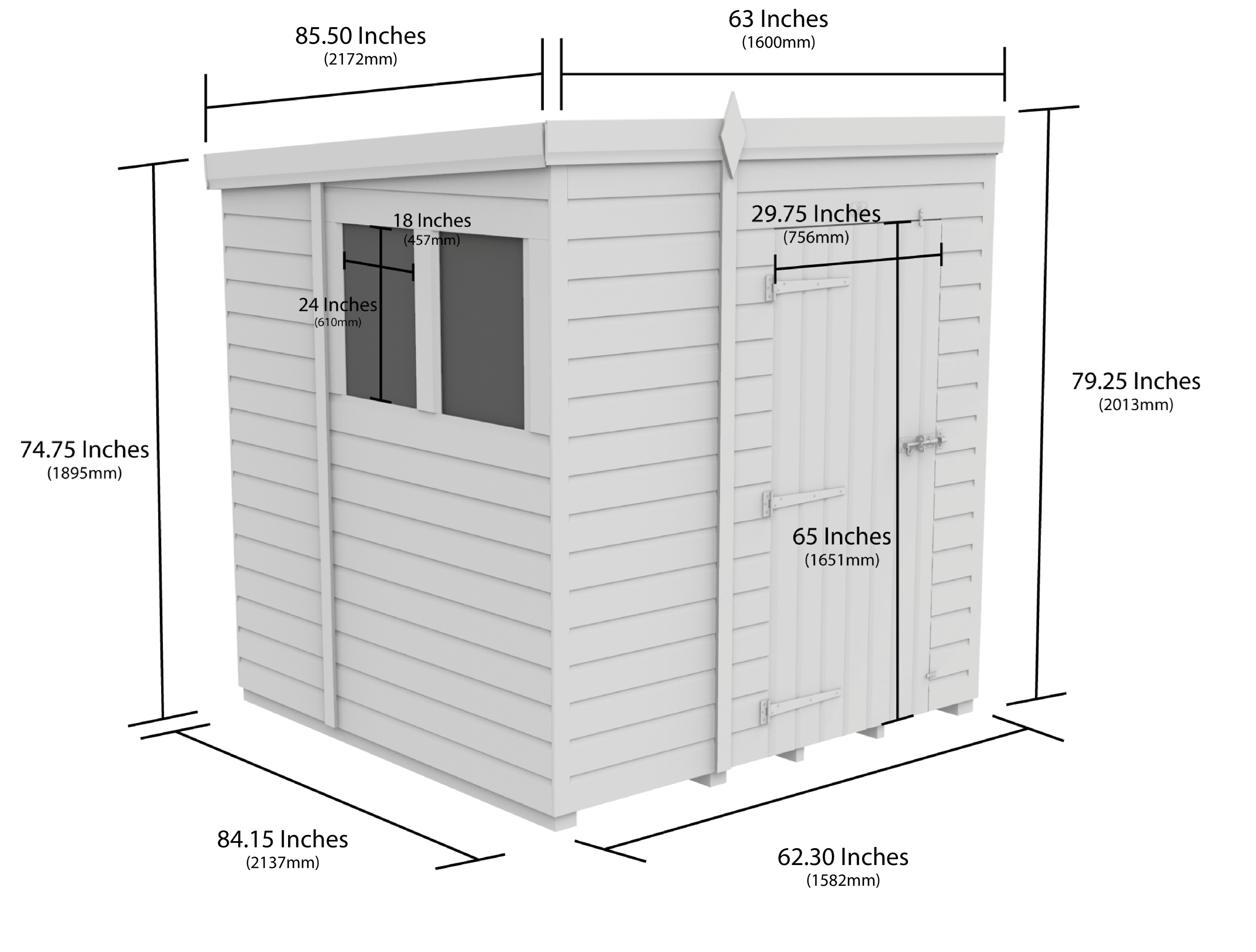 5 x 7 Security Pent Shed