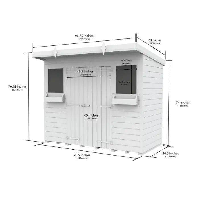 8 x 4 Pent Summer Shed
