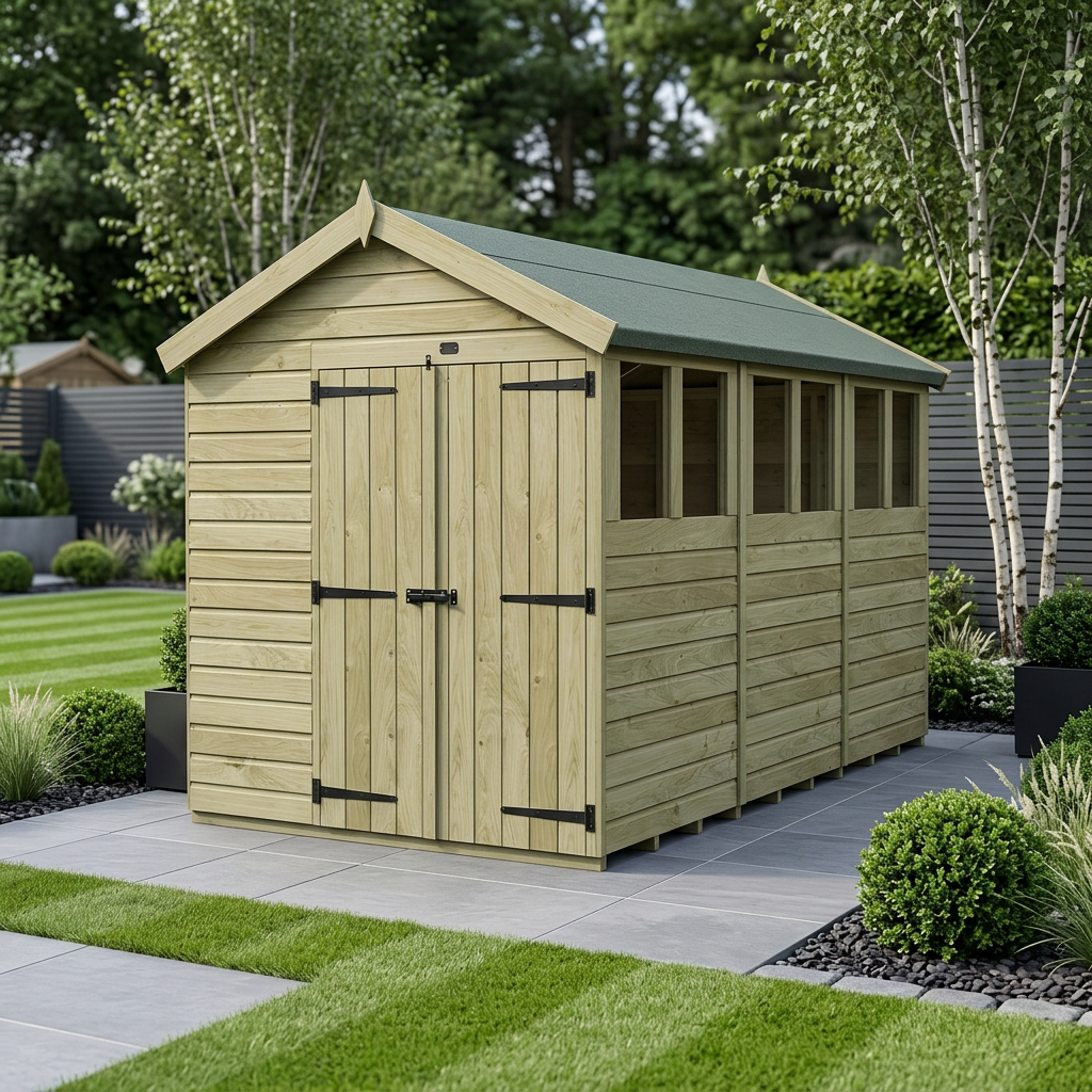 7 x 12 Apex Shed (Double Door, With Windows)