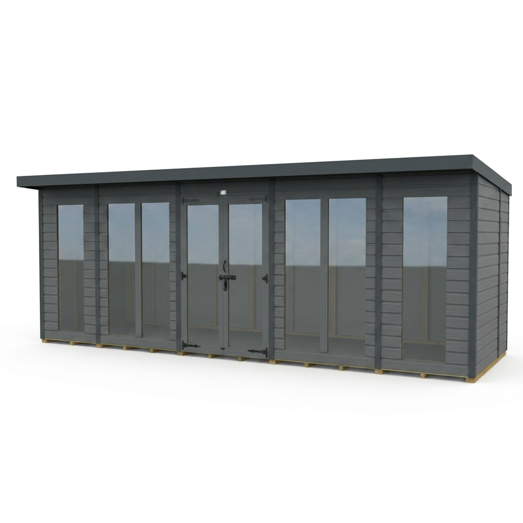 18x7 Composite Pent Full Height Summer House