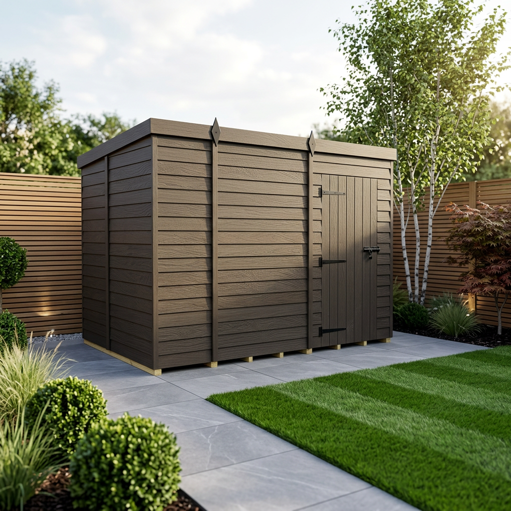 10x7 Pent Composite Shed (Single Door, No Windows)