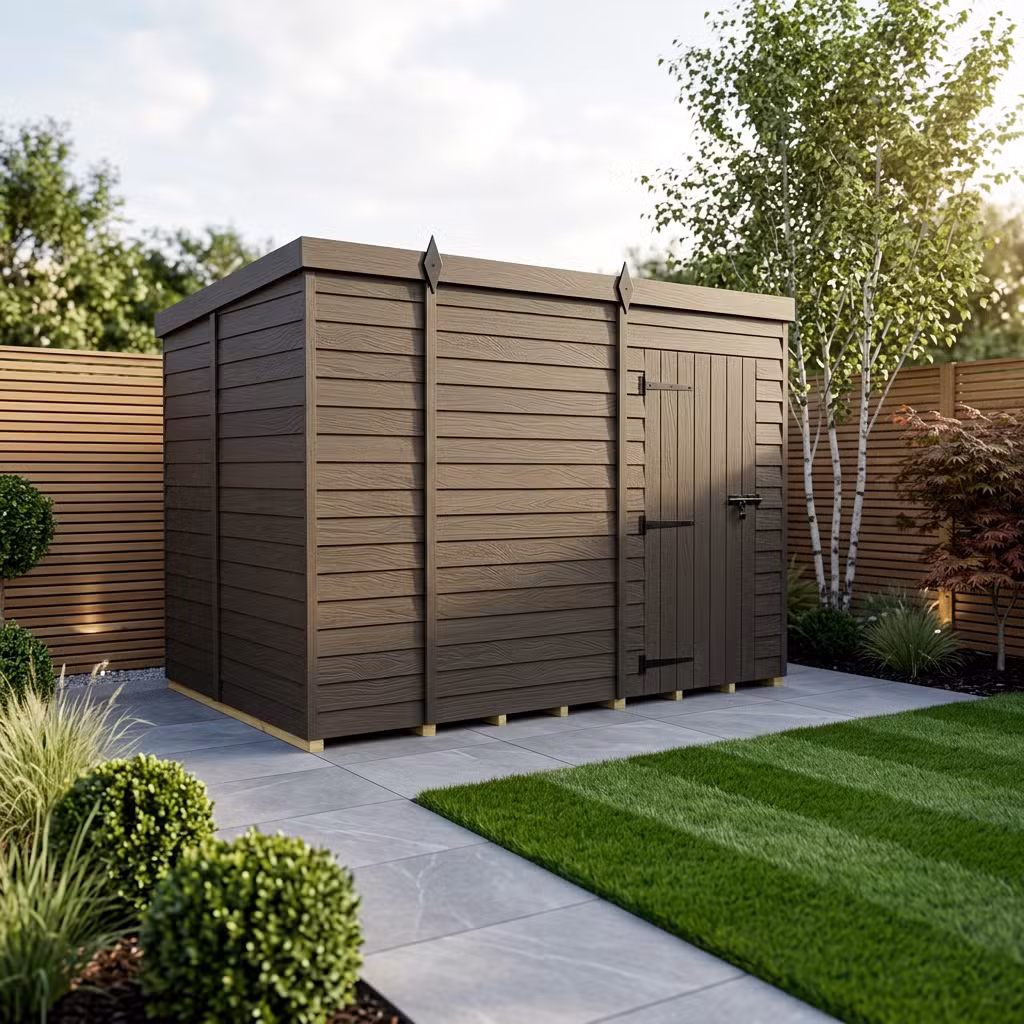 10x7 Pent Composite Shed (Single Door, No Windows)