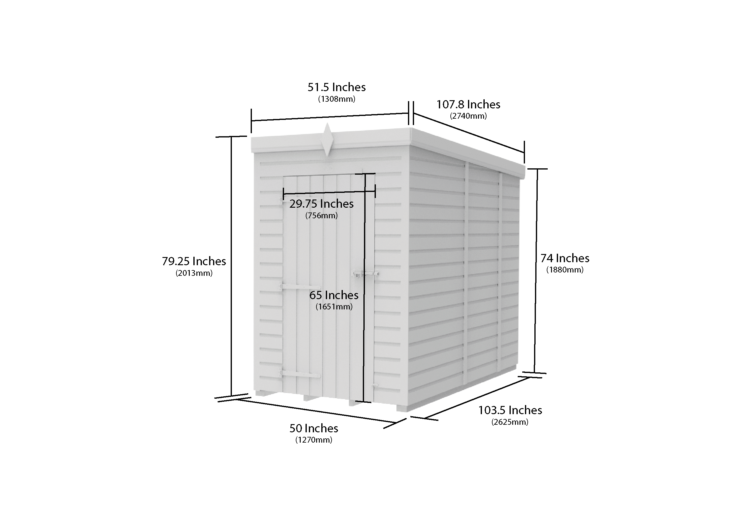 4 x 9 Pent Shed (Single Door, No Windows)