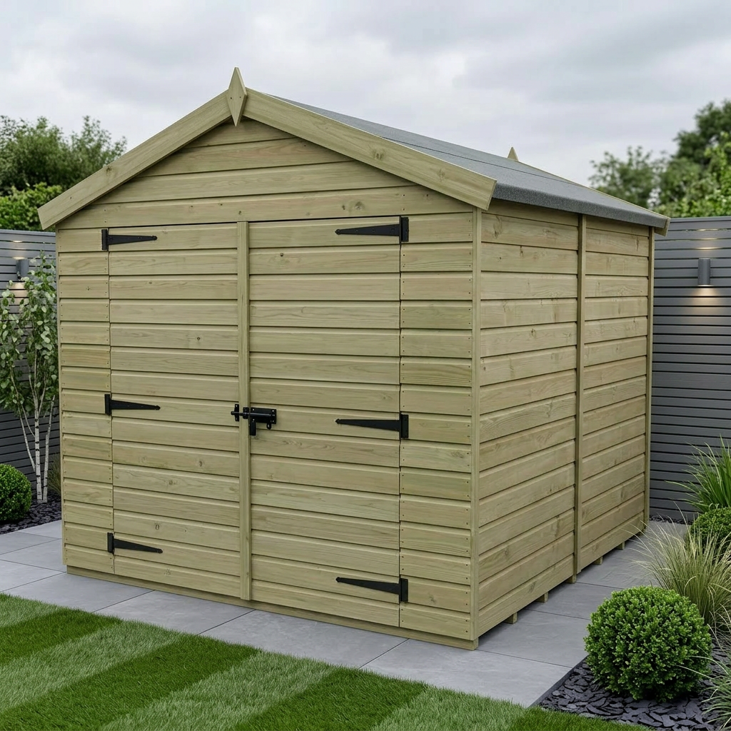 8 x 11 Apex Shed (Double Door, No Windows)
