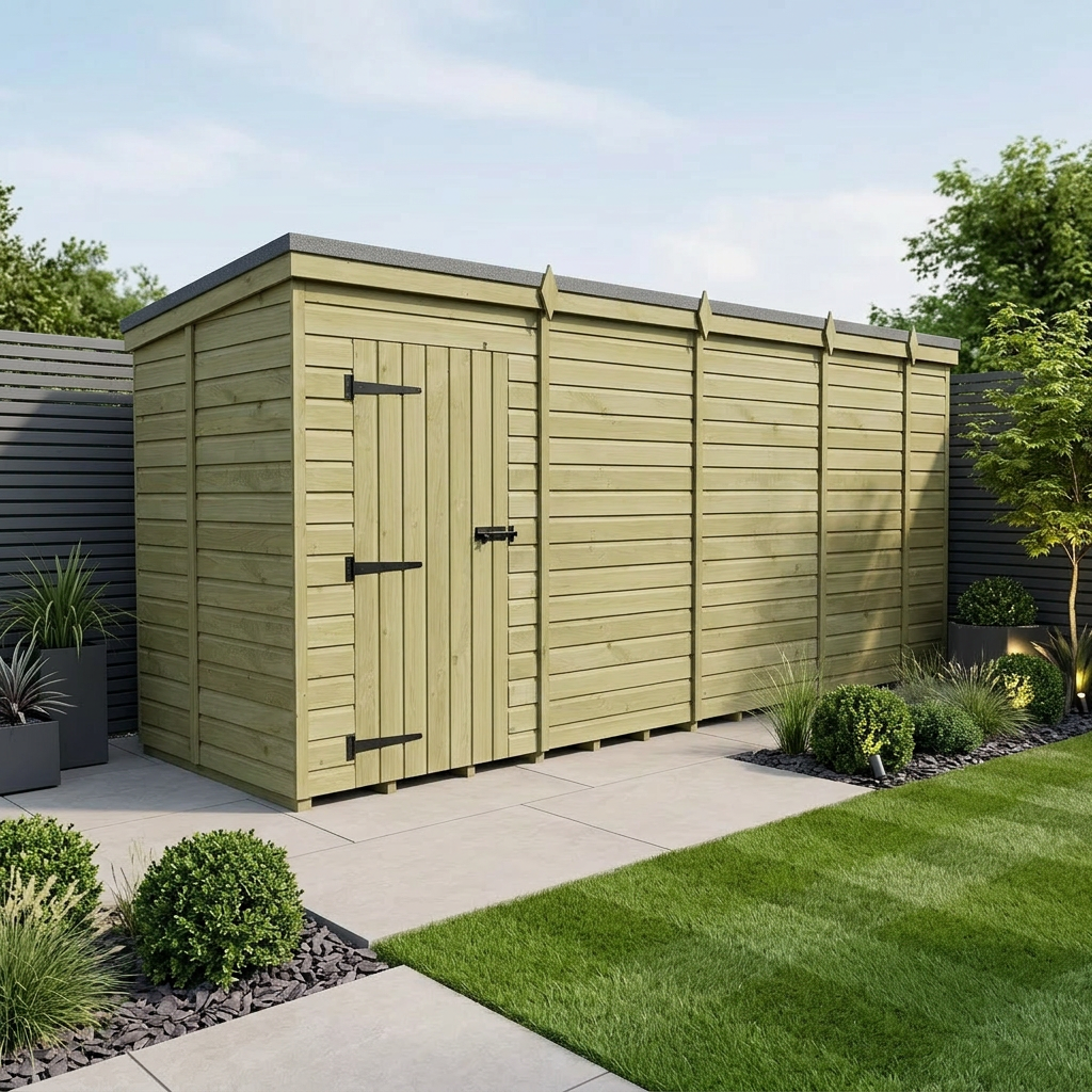 17 x 5 Pent Shed (Single Door, No Windows)
