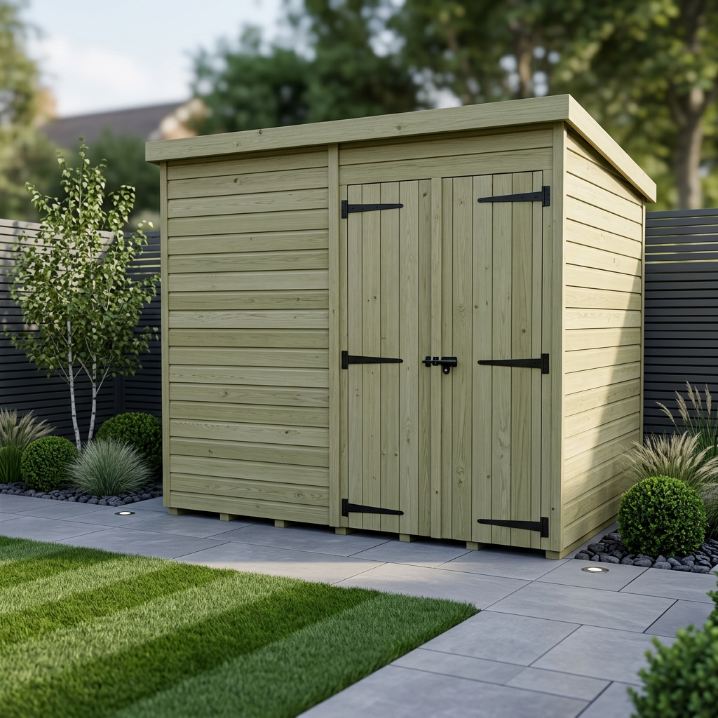 11 x 8 Pent Shed (Double Door, No Windows)