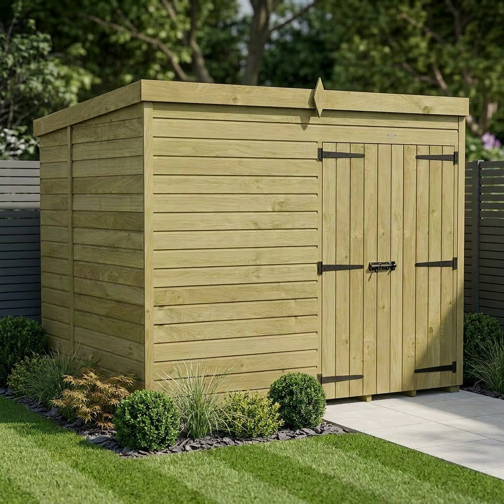 8 x 6 Pent Shed (Double Door, No Windows)