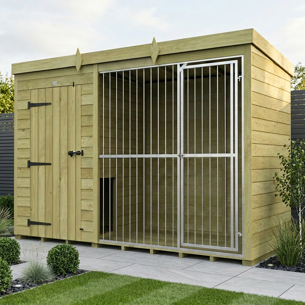 12 x 4 Dog Kennel And Run (Full Height With Bars)