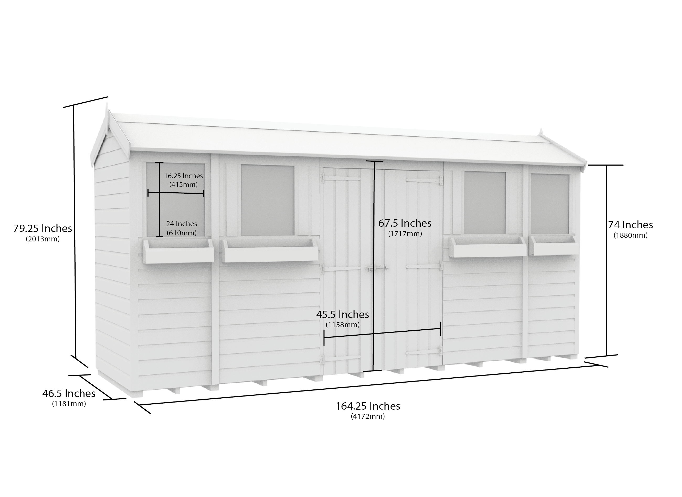 14 x 4 Apex Summer Shed
