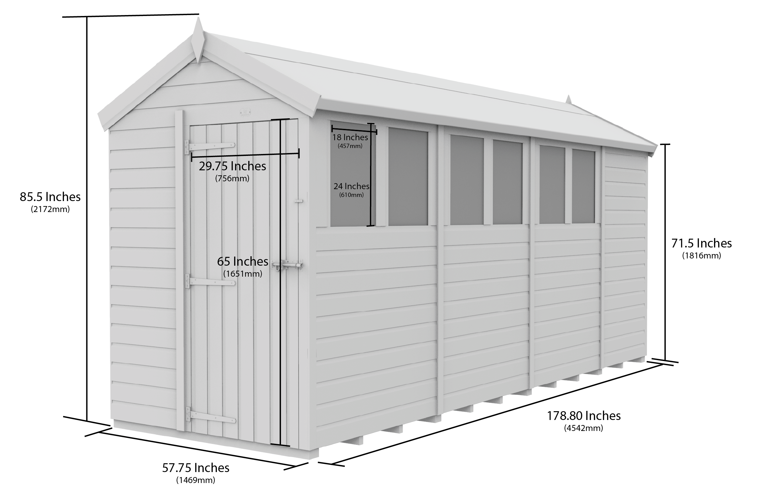 5 x 15 Apex Security Shed