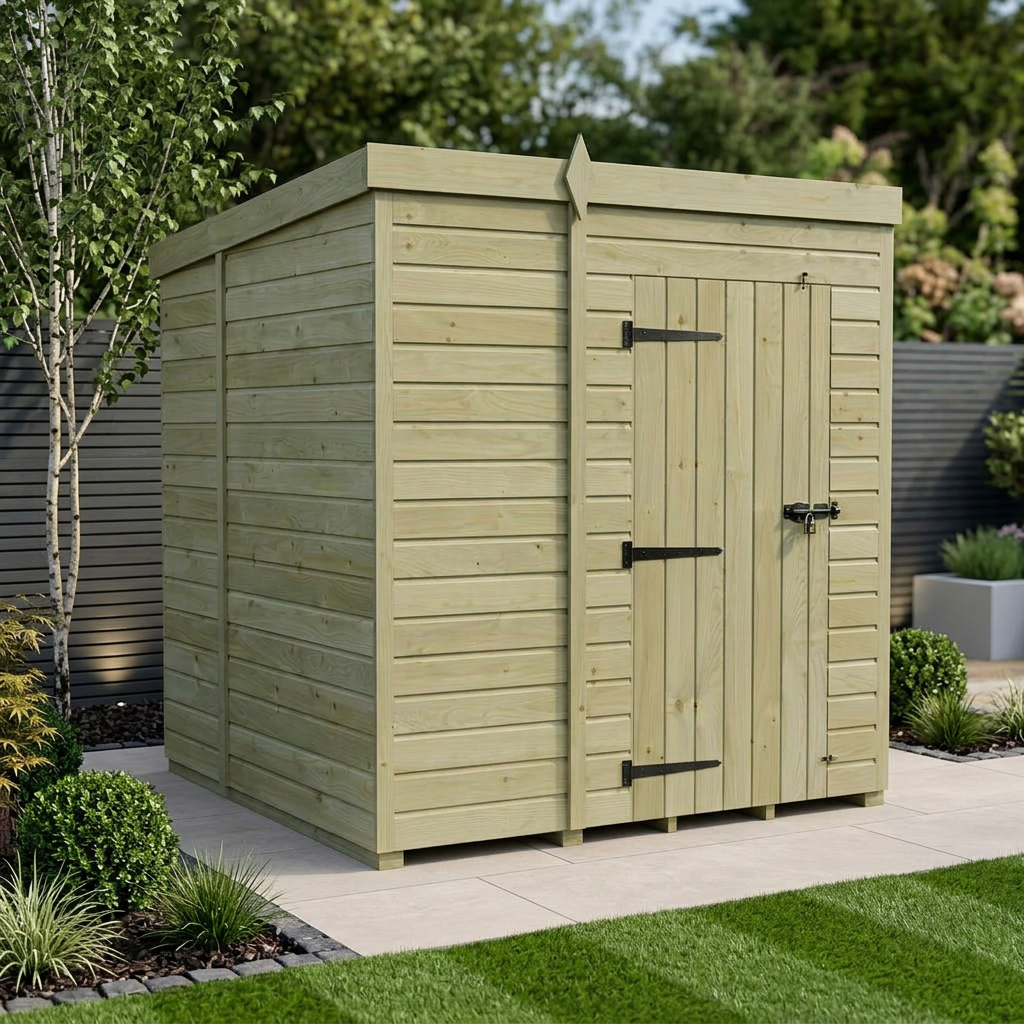 7 x 6 Pent Shed (Single Door, No Windows)