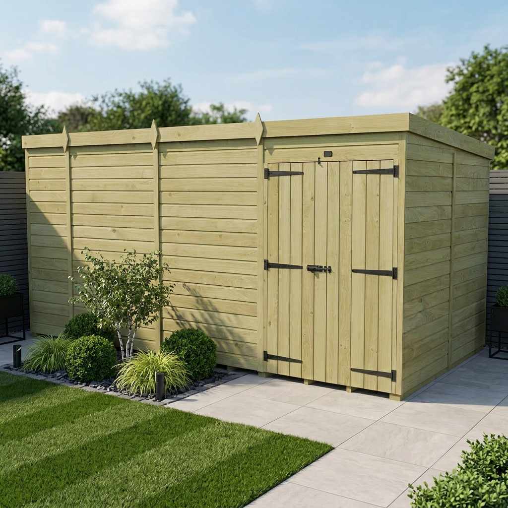 17 x 8 Pent Shed (Double Door, No Windows)