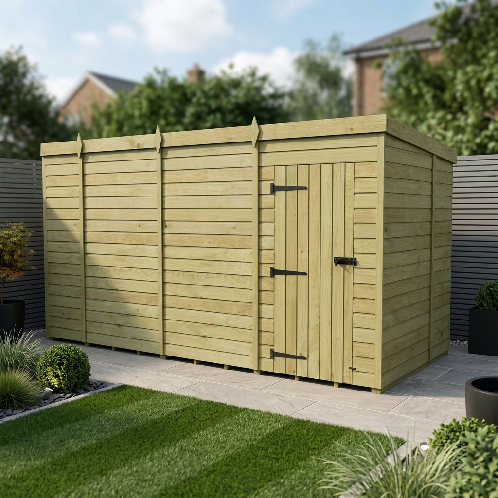 14 x 7 Pent Shed (Single Door, No Windows)