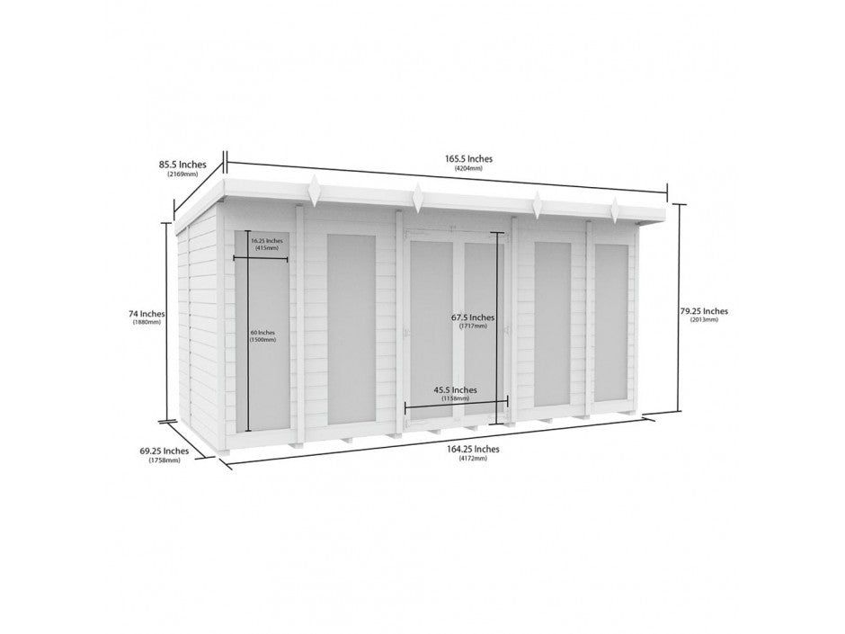 14 x 6 Pent Summer House (Full Height Window)