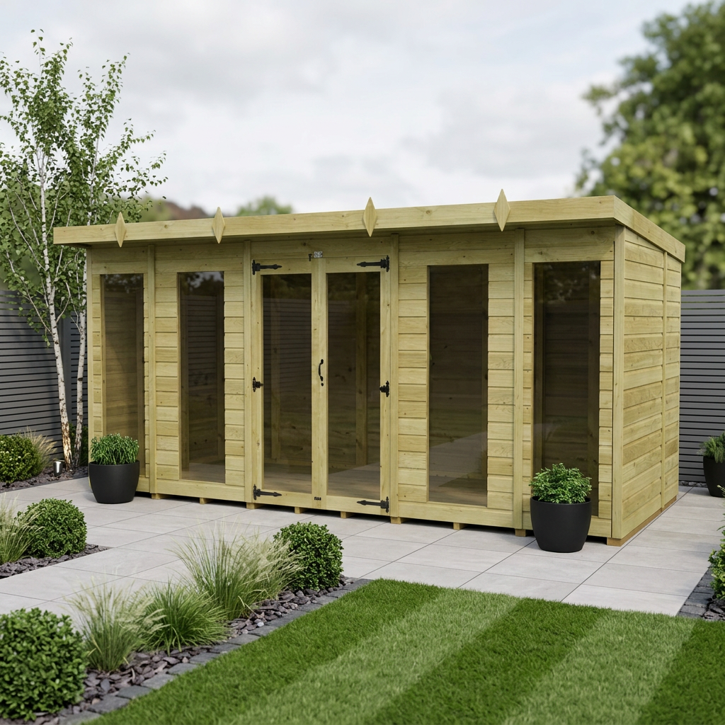 14 x 6 Pent Summer House (Full Height Window)