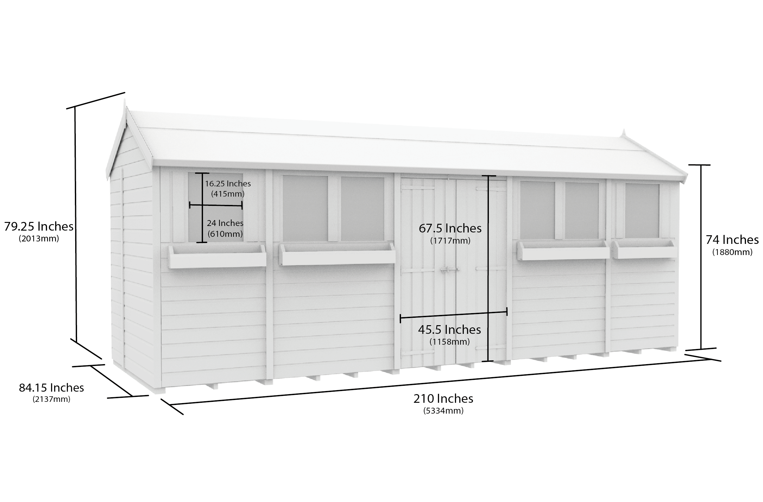 18 x 7 Apex Summer Shed