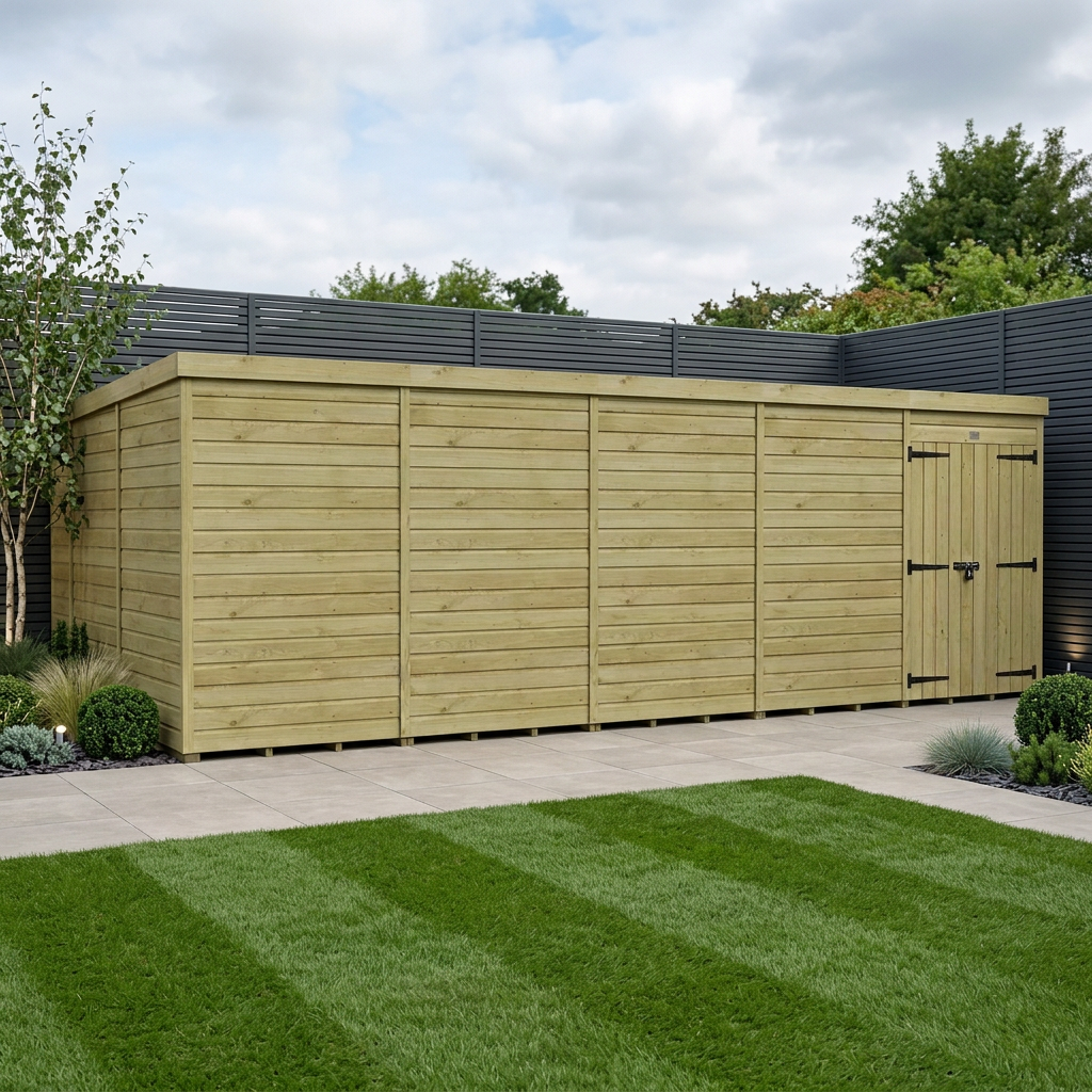 20 x 9 Pent Shed (Double Door, No Windows)