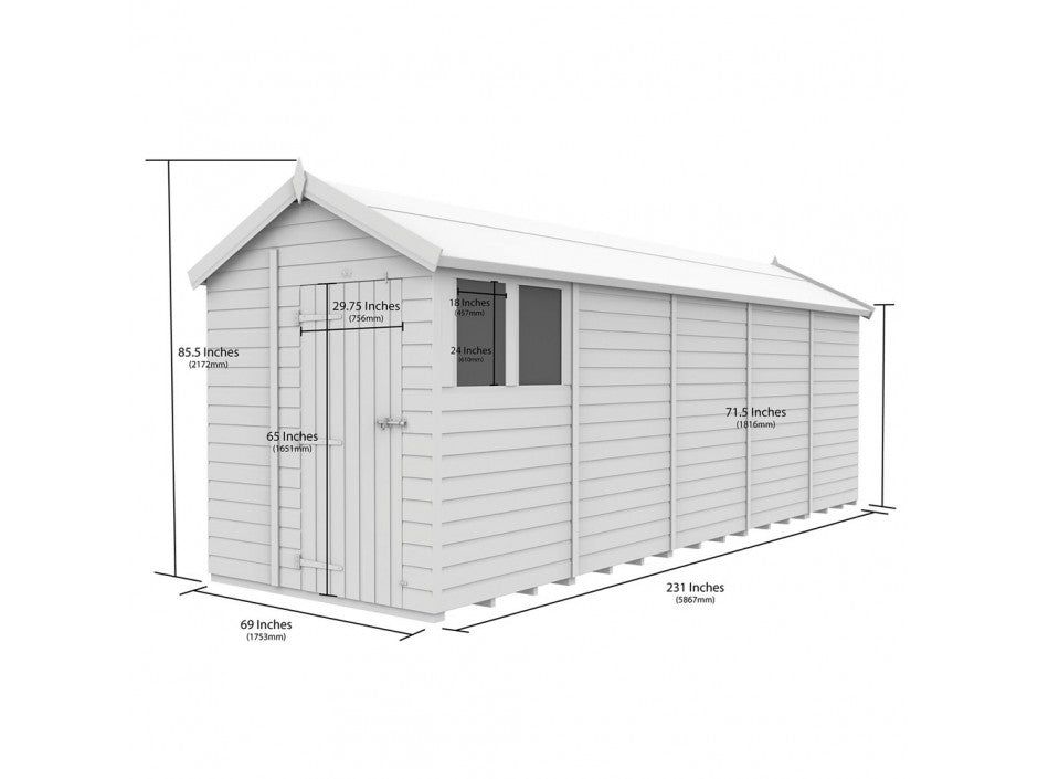 6 x 20 Apex Shed (Double Door, With Windows)