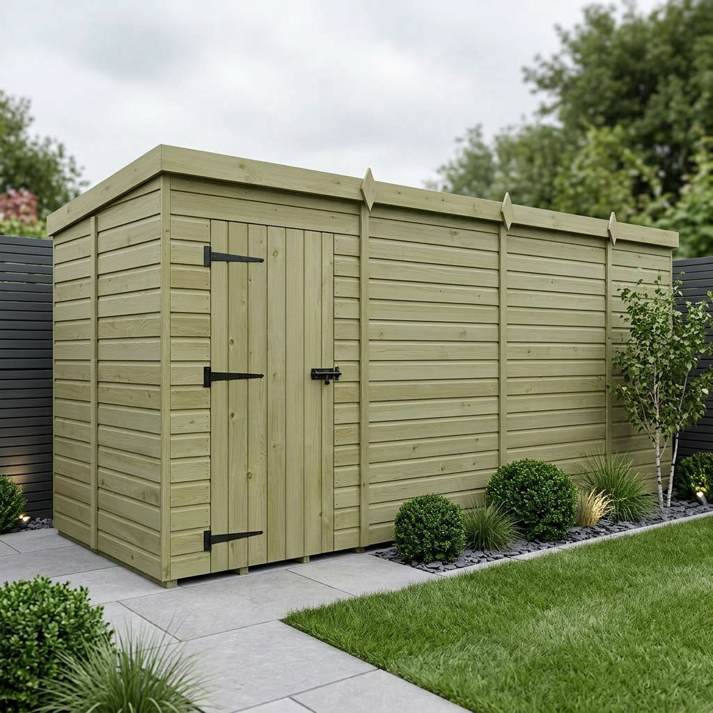 15 x 5 Pent Shed (Single Door, No Windows)