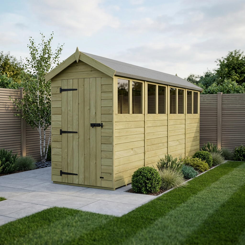 4 x 16 Apex Shed (Single Door, With Windows)