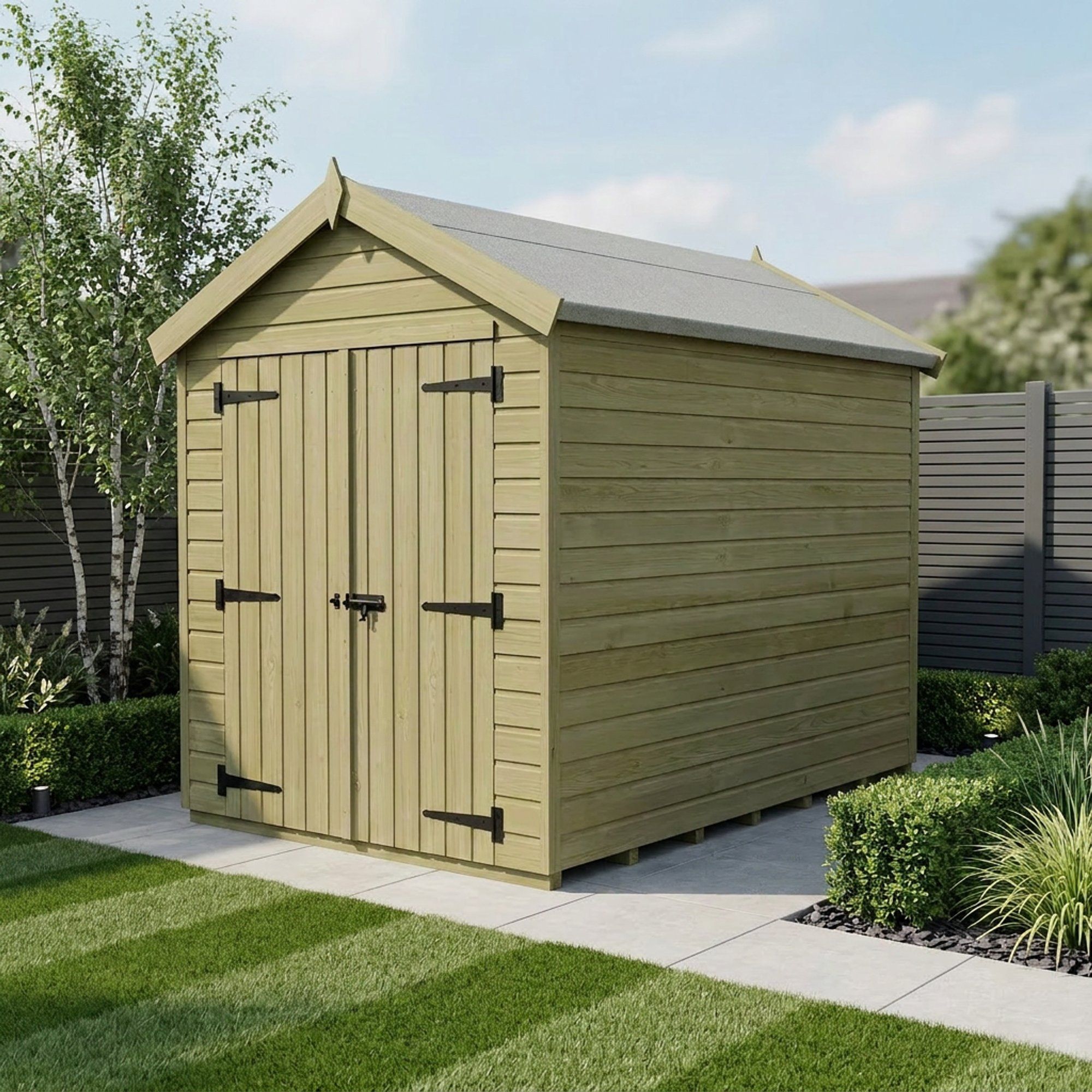 7 x 8 Apex Shed (Double Door, No Windows)