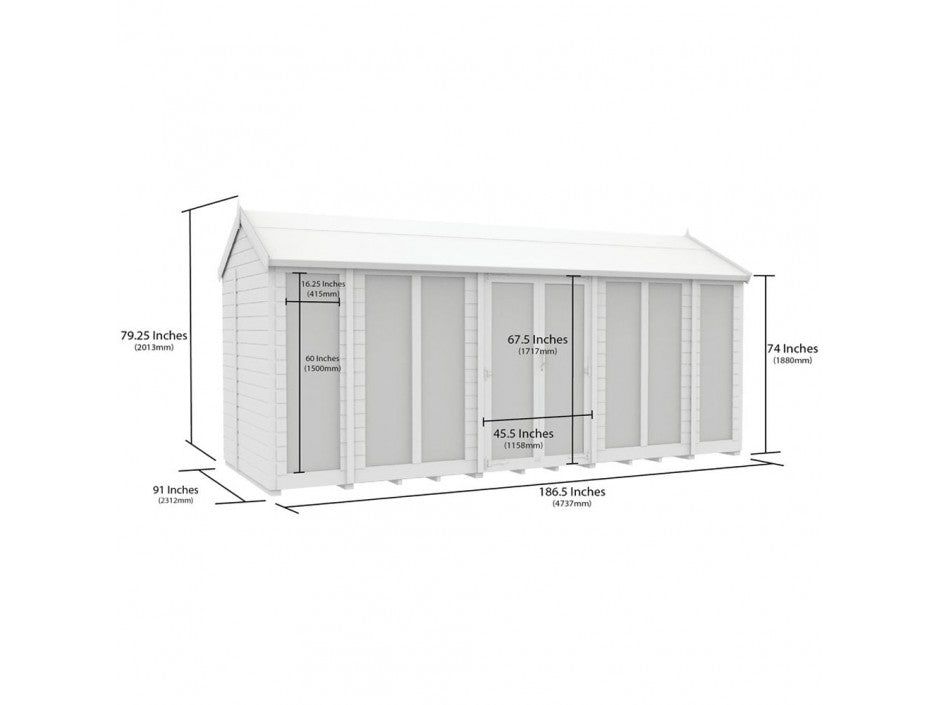 16 x 8 Apex Summer House (Full Height Window)