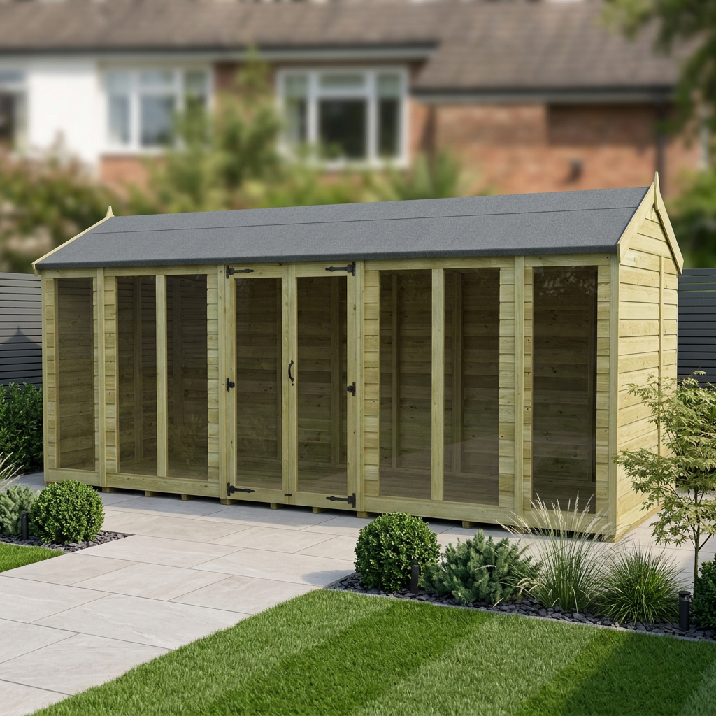 16 x 8 Apex Summer House (Full Height Window)