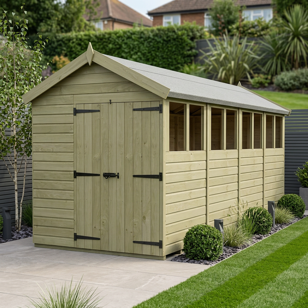 7 x 16 Apex Shed (Double Door, With Windows)